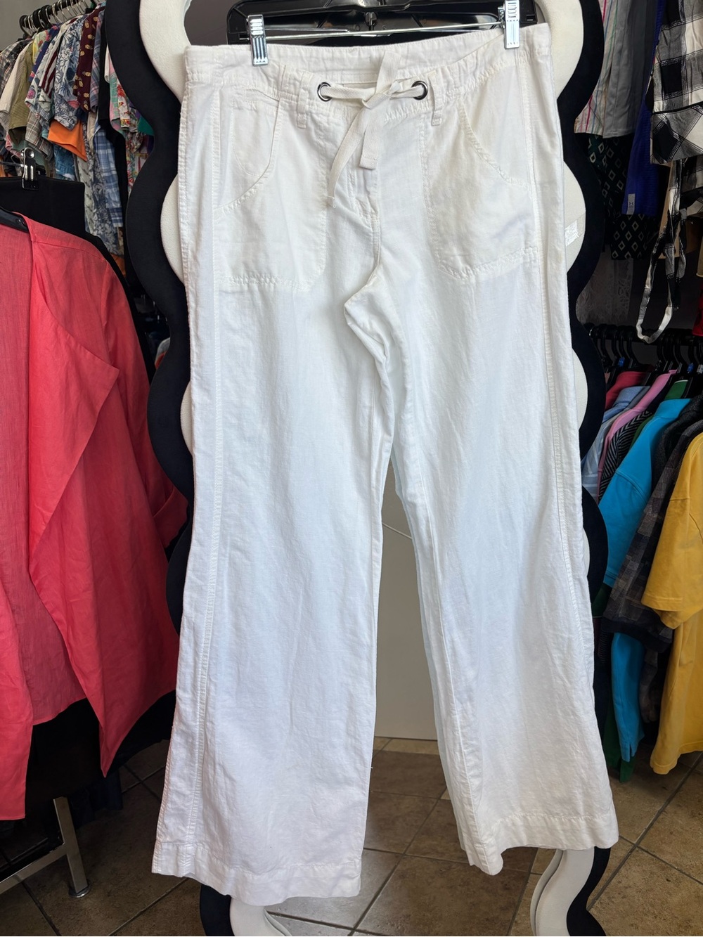 Kenar White Wide-Leg Drawstring Pants